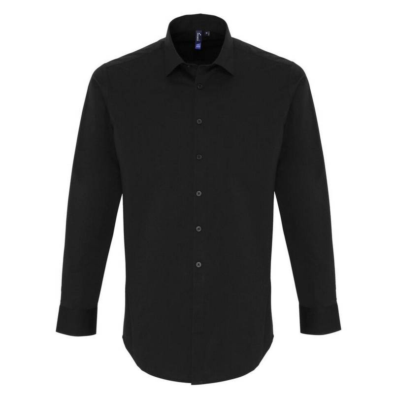 Chemise À Manches Longues En Popeline Stretch Herren Schwarz 3XL von PREMIER