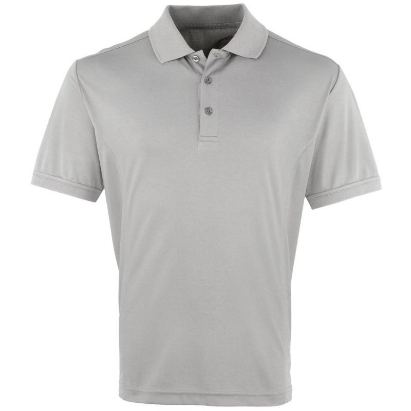 Coolchecker Pique Kurzarm Polo Tshirt Herren Silber XXL von PREMIER