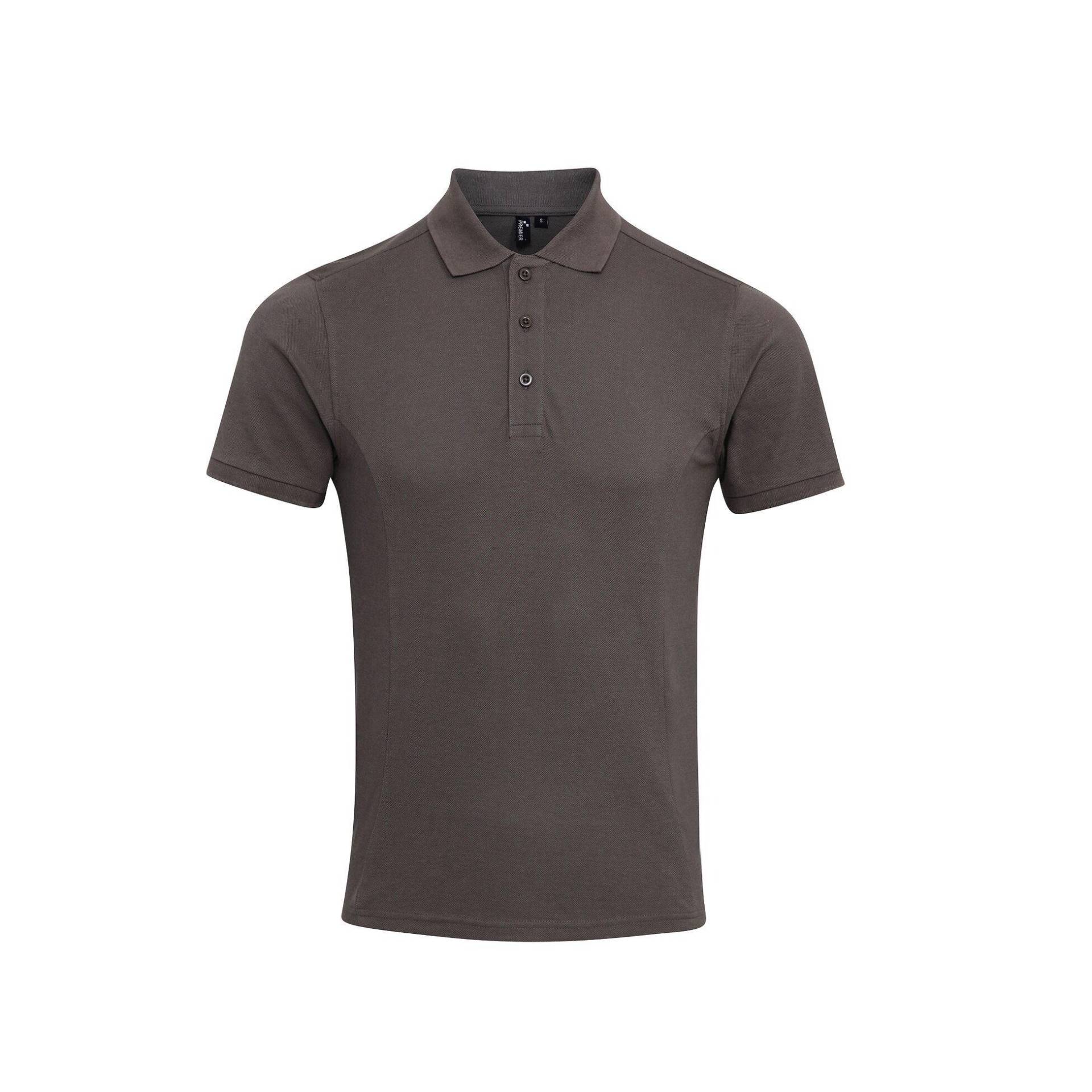 PREMIER - Coolchecker PiquéPoloshirt mit CoolPlus, für Herren, Grau, Größe 3XL von PREMIER