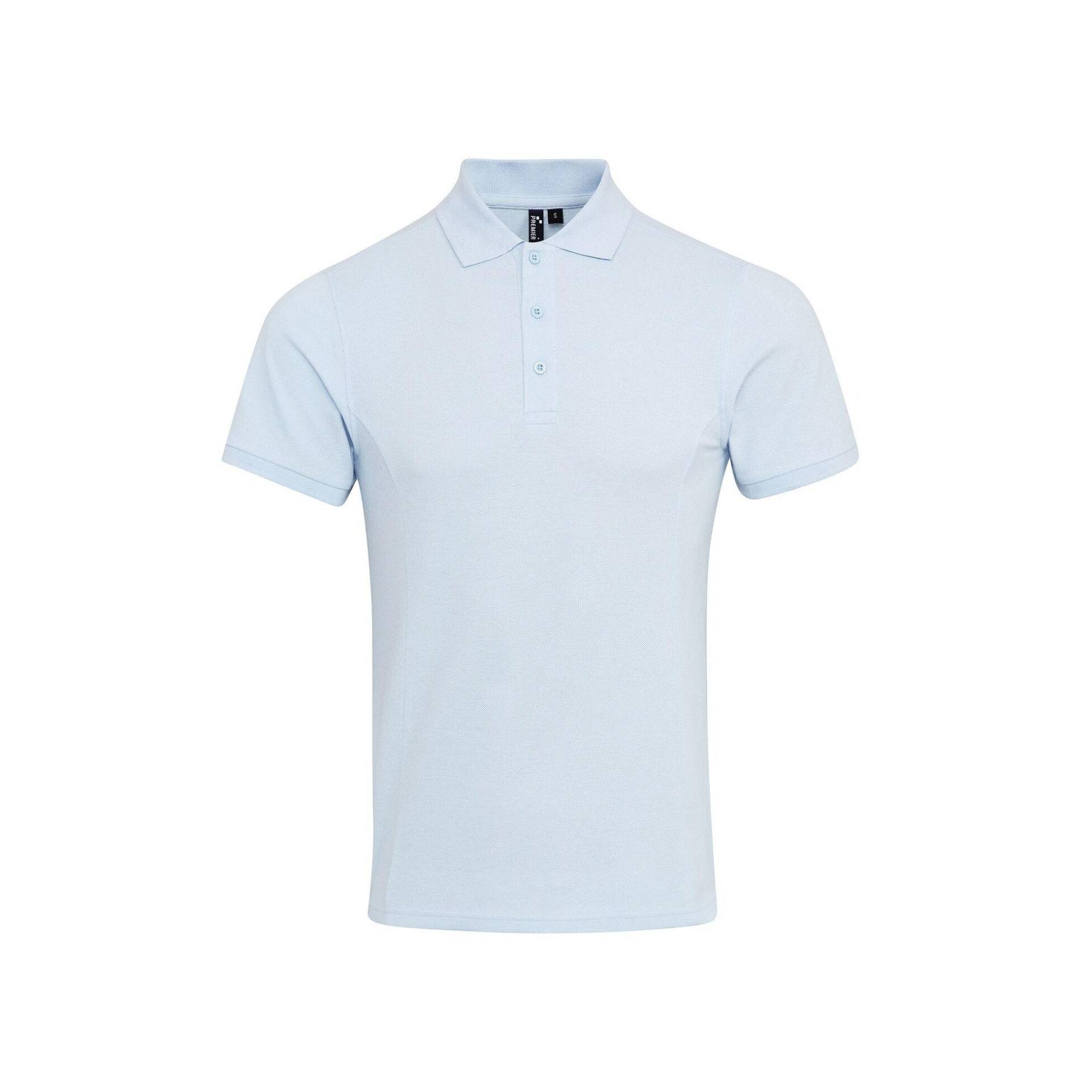 PREMIER - Coolchecker PiquéPoloshirt mit CoolPlus, für Herren, Hellblau, Größe 3XL von PREMIER