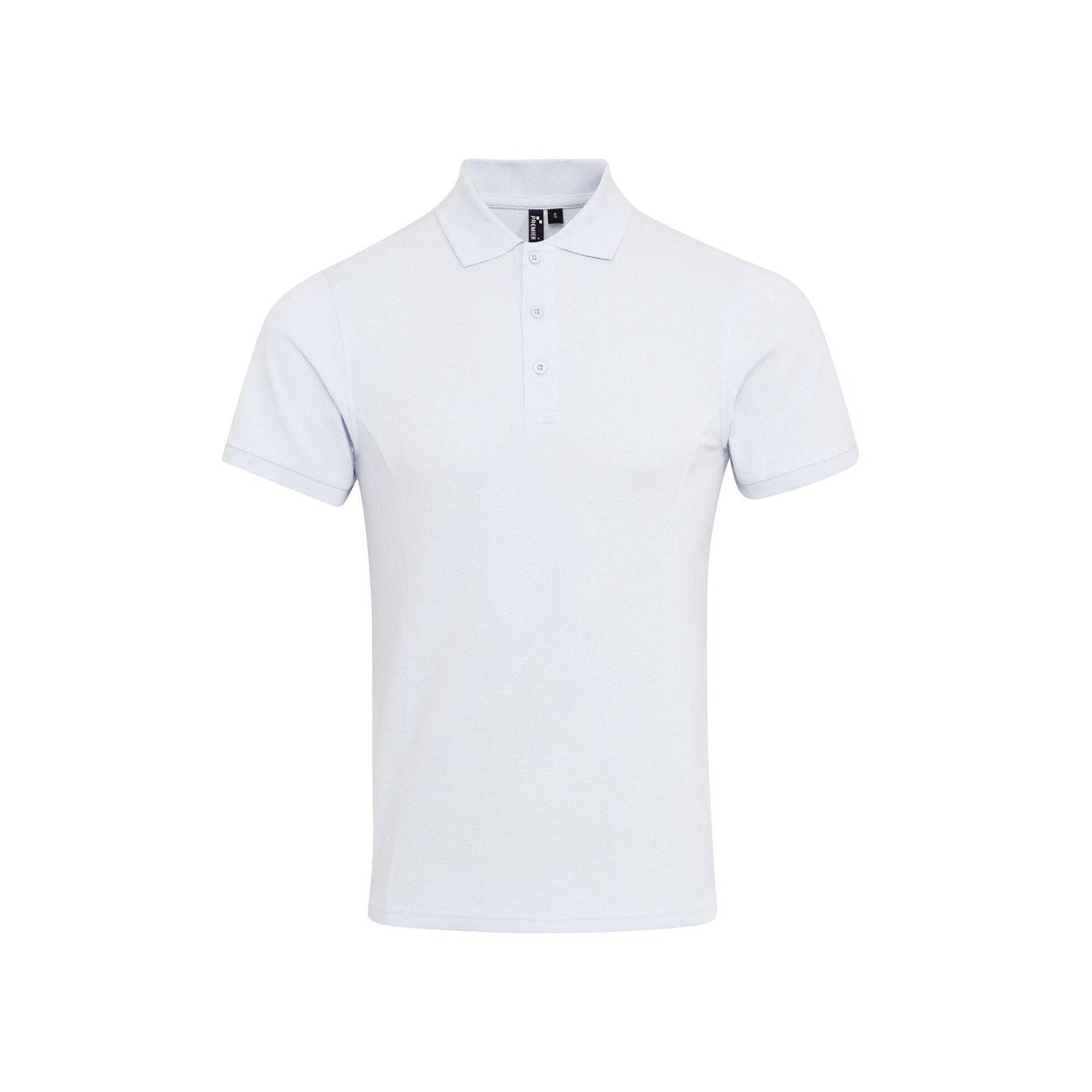 PREMIER - Coolchecker PiquéPoloshirt mit CoolPlus, für Herren, Weiss, Größe M von PREMIER