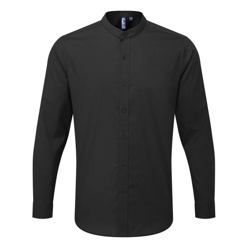 Formelles Hemd Stehkragen Langärmlig Herren Schwarz 3XL von PREMIER