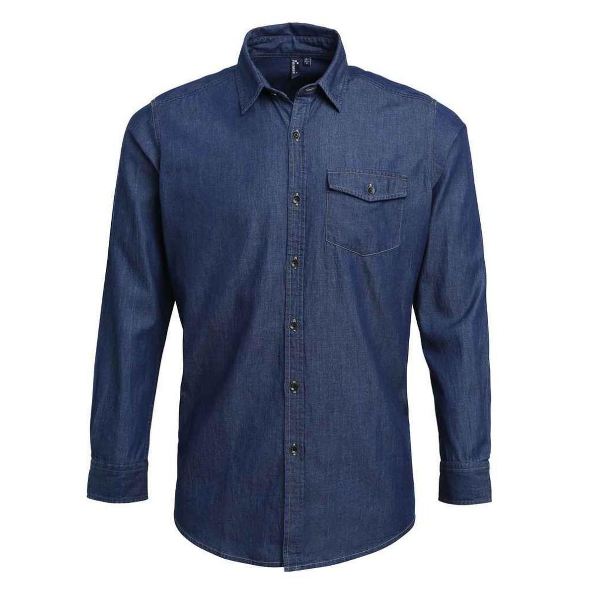 Hemd Kontrastnähte Herren Indigo 3XL von PREMIER