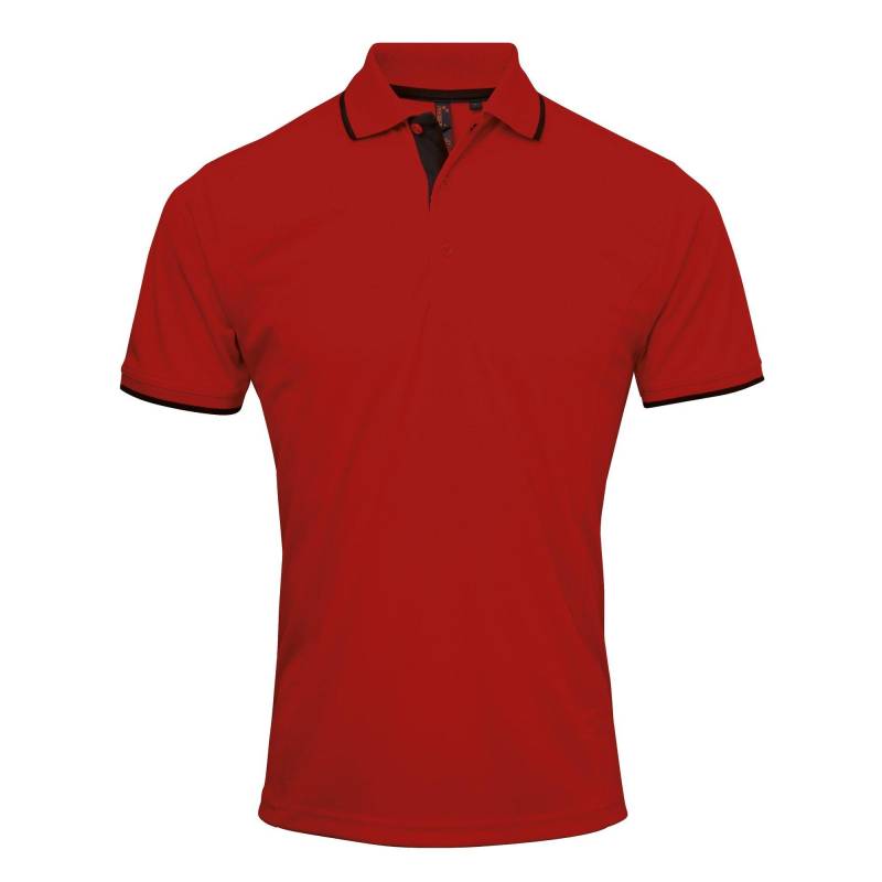 PREMIER - Kontrast Coolchecker Polo Shirt, für Herren, Rot Bunt, Größe S von PREMIER