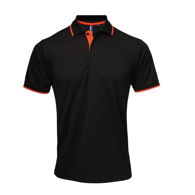 Kontrast Coolchecker Polo Shirt Herren Schwarz 3XL von PREMIER