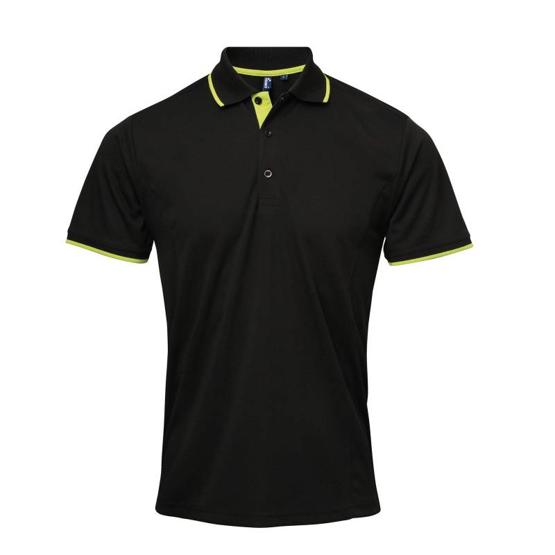 Kontrast Coolchecker Polo Shirt Herren Schwarz 3XL von PREMIER