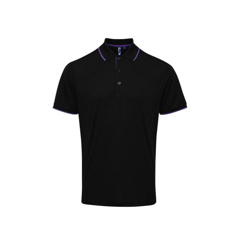 Kontrast Coolchecker Polo Shirt Herren Schwarz 4XL von PREMIER