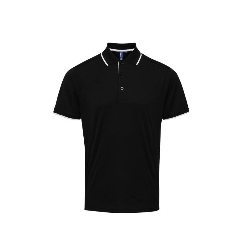 Kontrast Coolchecker Polo Shirt Herren Schwarz L von PREMIER