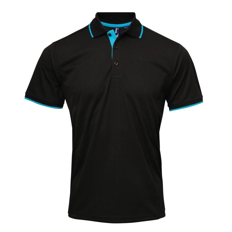 Kontrast Coolchecker Polo Shirt Herren Schwarz L von PREMIER