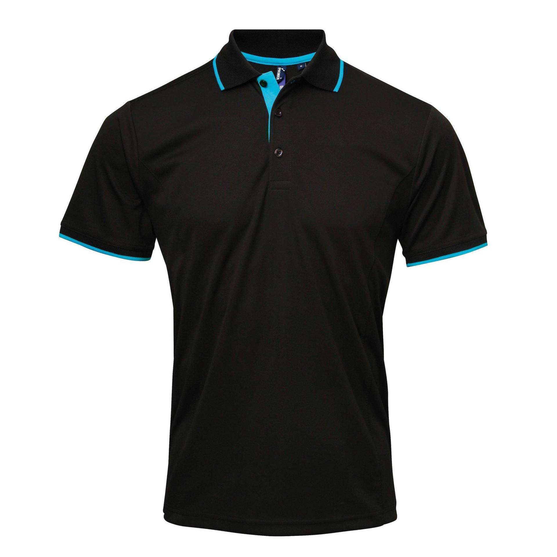 PREMIER - Kontrast Coolchecker Polo Shirt, für Herren, Schwarz, Größe S von PREMIER