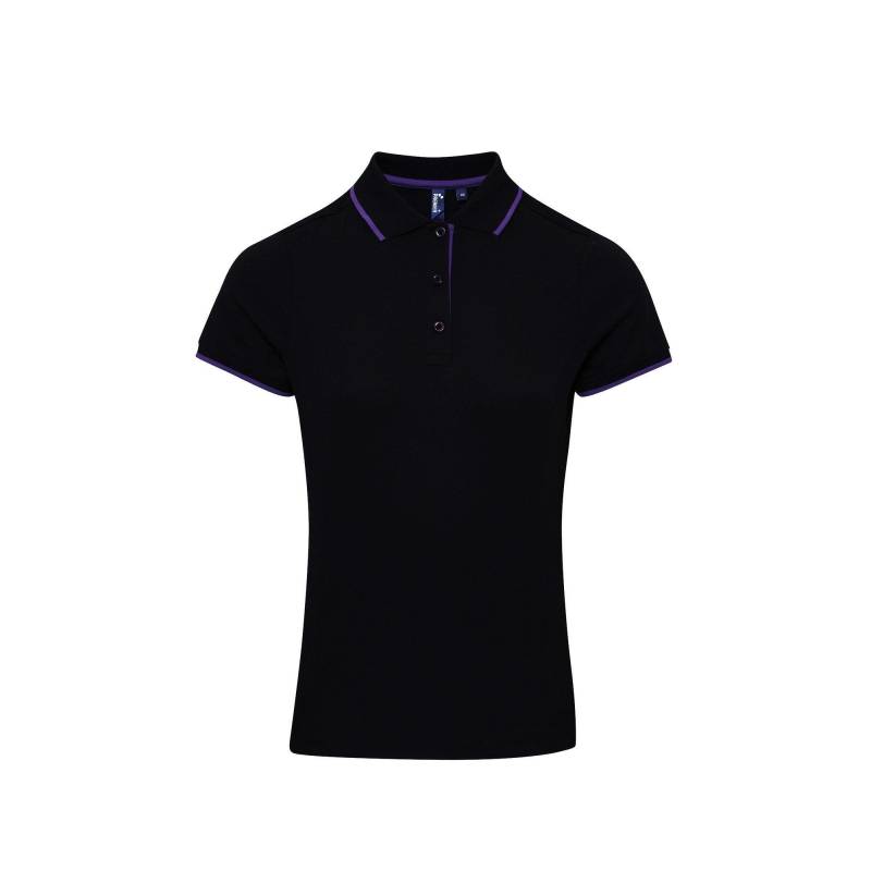 Kontrast Coolkaro Polo Shirt Damen Schwarz M von PREMIER