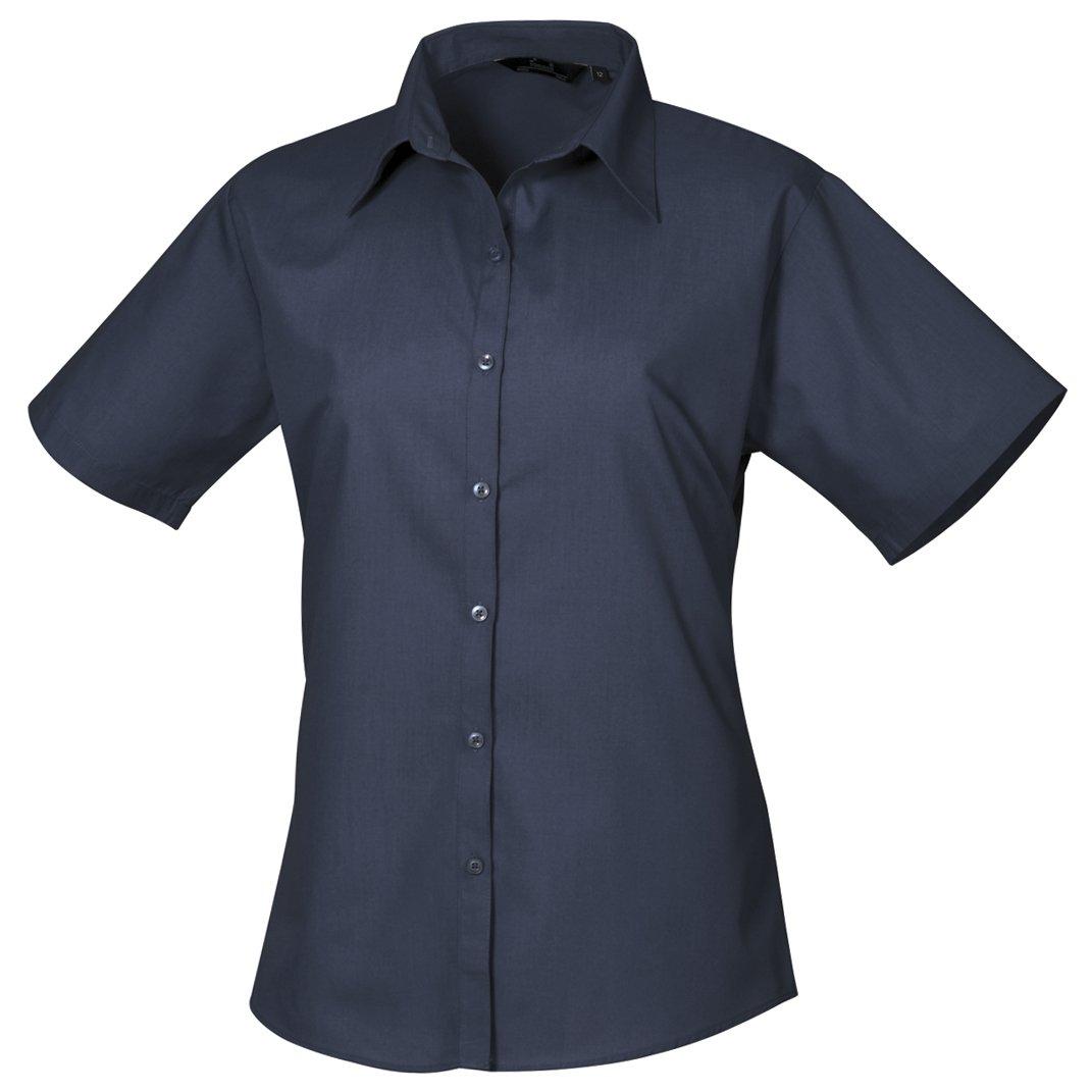 Kurzarm Popeline Bluse Arbeitshemd Damen Marine 52 von PREMIER