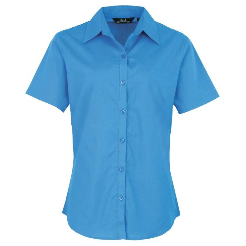 Kurzarm Popeline Bluse Arbeitshemd Damen Saphirblau 42 von PREMIER