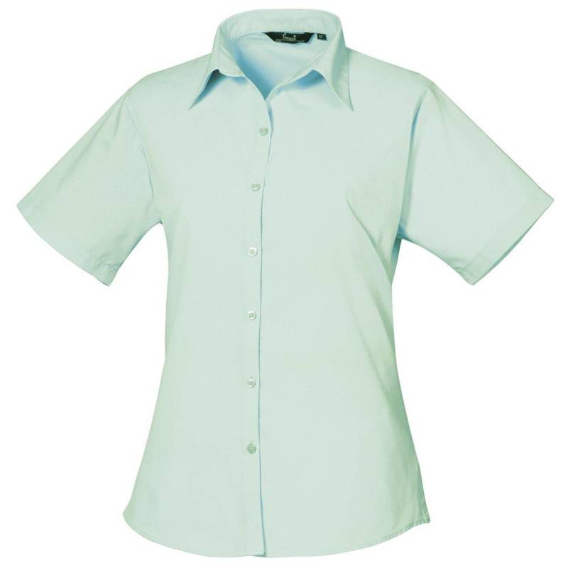 Kurzarm Popeline Bluse Arbeitshemd Damen Aquamarine 32 von PREMIER