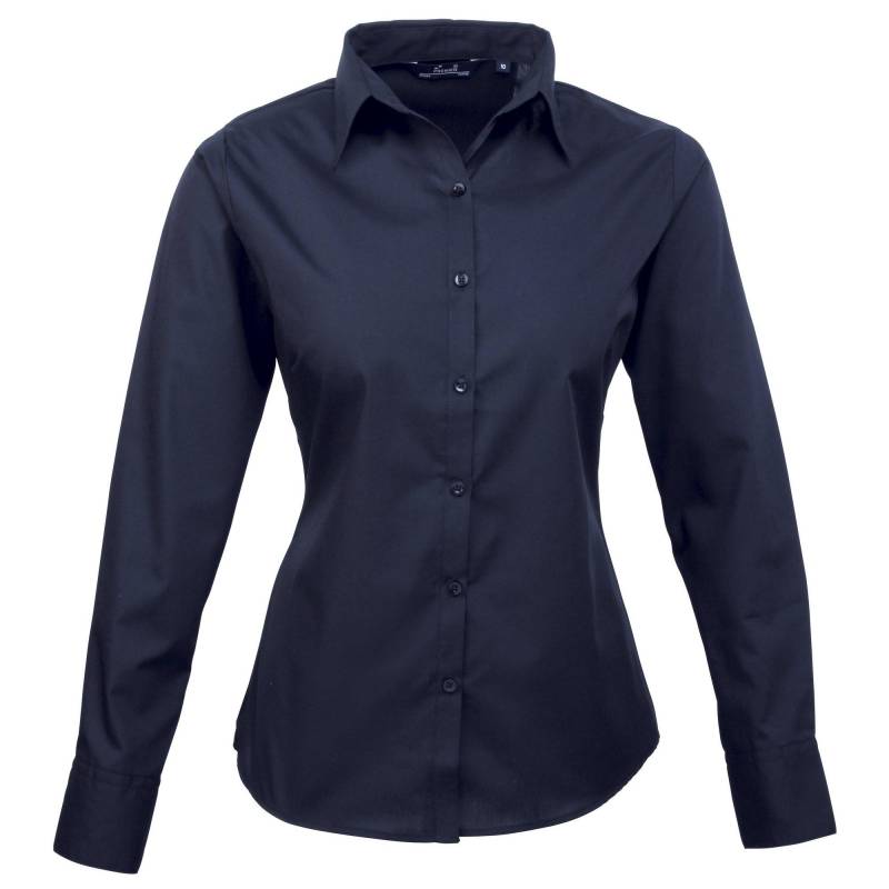 Popeline Bluse Arbeitshemd, Langärmlig Damen Marine 32 von PREMIER