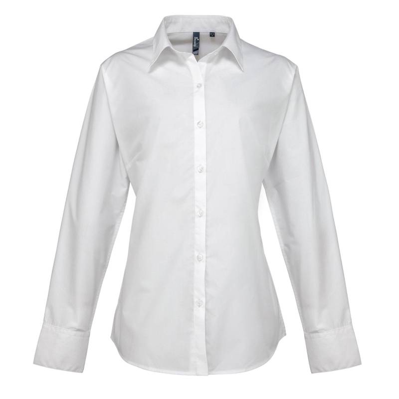 PREMIER - Popeline Bluse Arbeitshemd, langärmlig, für Damen, Weiss, Größe 34 von PREMIER