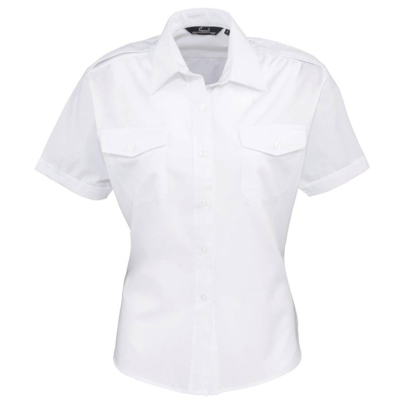 Pilot Bluse Kurzarm Damen Weiss 34 von PREMIER