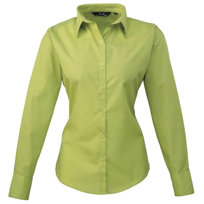 Popeline Bluse Arbeitshemd, Langärmlig Damen Limone 34 von PREMIER