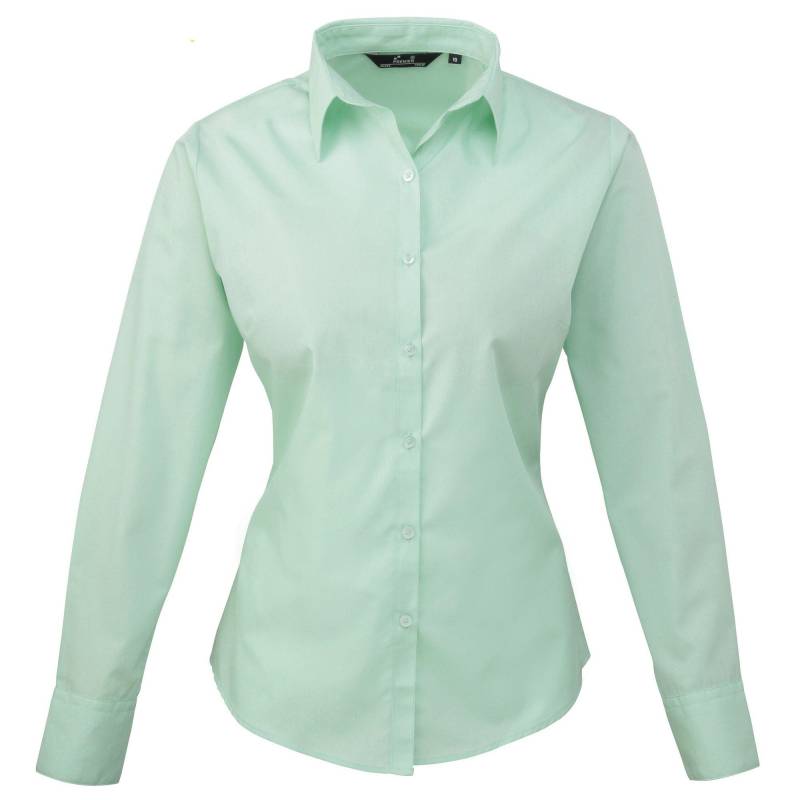 Popeline Bluse Arbeitshemd, Langärmlig Damen Aquamarine 36 von PREMIER