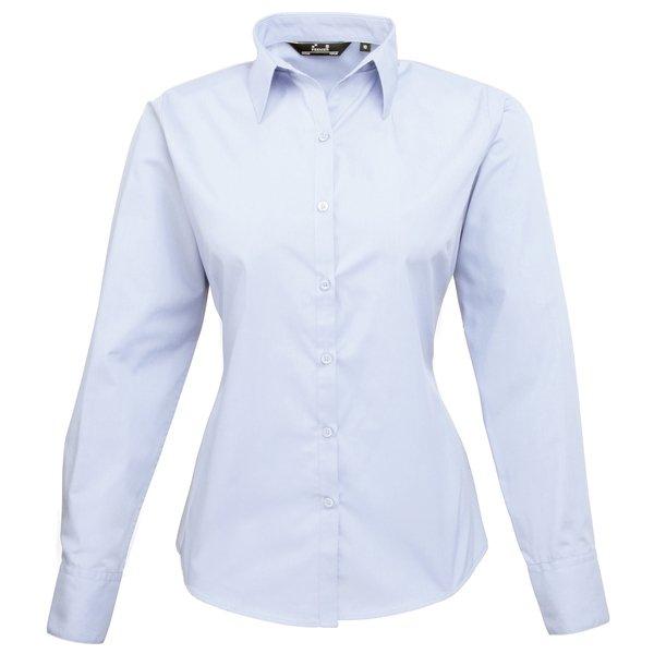 Popeline Bluse Arbeitshemd, Langärmlig Damen Hellblau 36 von PREMIER