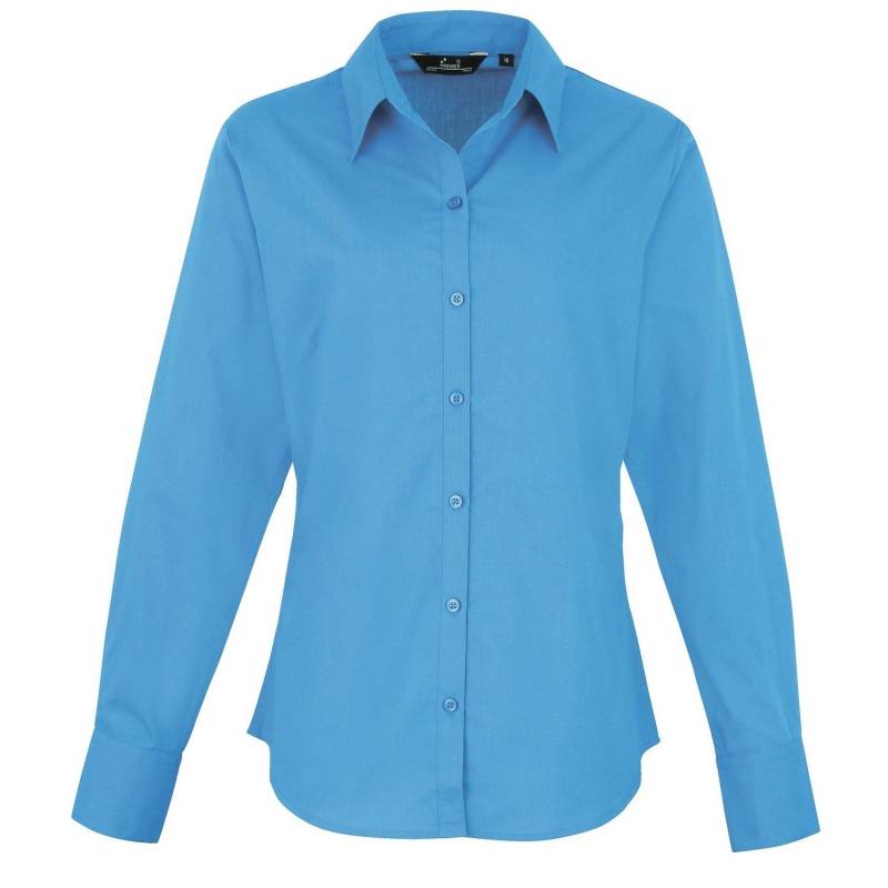 Popeline Bluse Arbeitshemd, Langärmlig Damen Saphirblau 38 von PREMIER