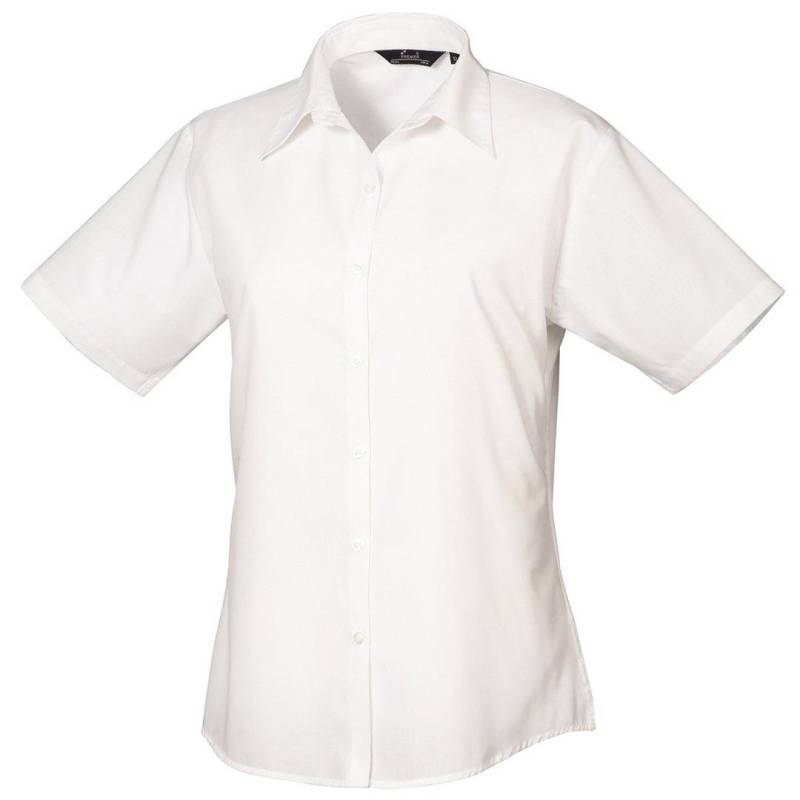 Kurzarm Popeline Bluse Arbeitshemd Damen Weiss 38 von PREMIER