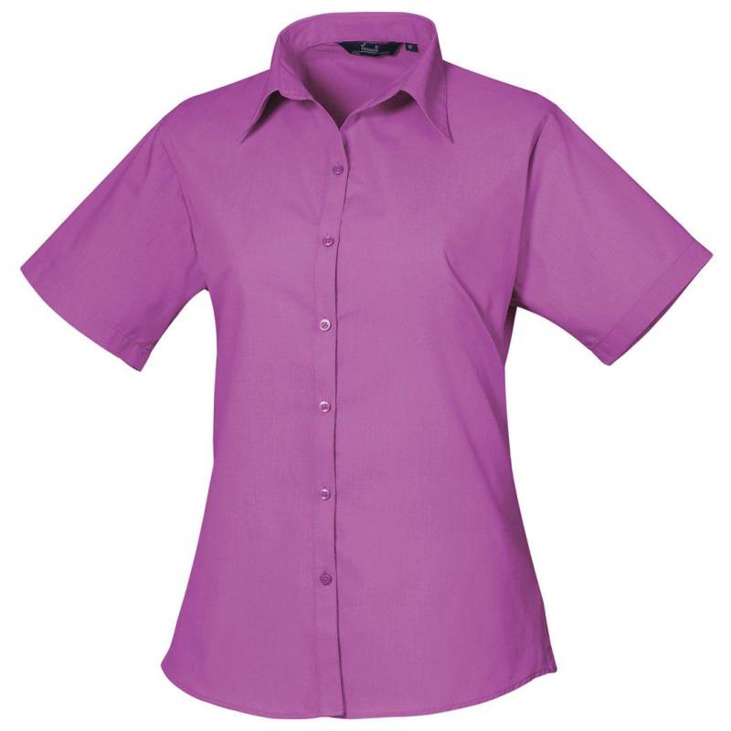 PREMIER - Kurzarm Popeline Bluse Arbeitshemd, für Damen, Violett Bunt, Größe 38 von PREMIER