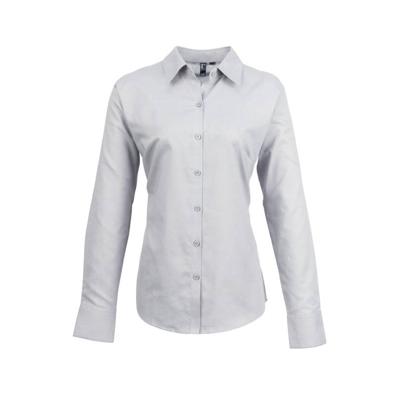 PREMIER - OxfordBluse Bluse Arbeitshemd, langärmlig, für Damen, Silber, Größe 38 von PREMIER