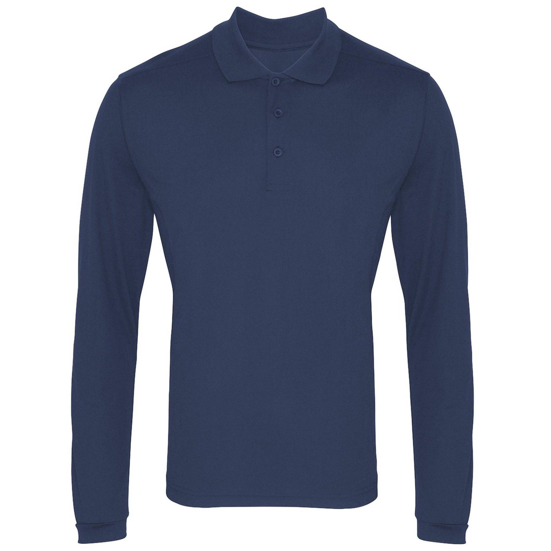 Coolchecker Pique Polohemd, Langärmlig Herren Marine 3XL von PREMIER