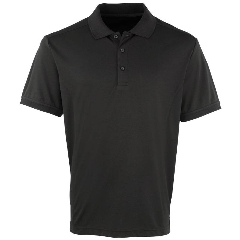 Coolchecker Pique Kurzarm Polo Tshirt Herren Schwarz 3XL von PREMIER