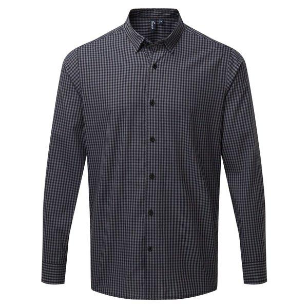 PREMIER - Maxton Karo Langarm Hemd, für Herren, Charcoal Black, Größe 3XL von PREMIER