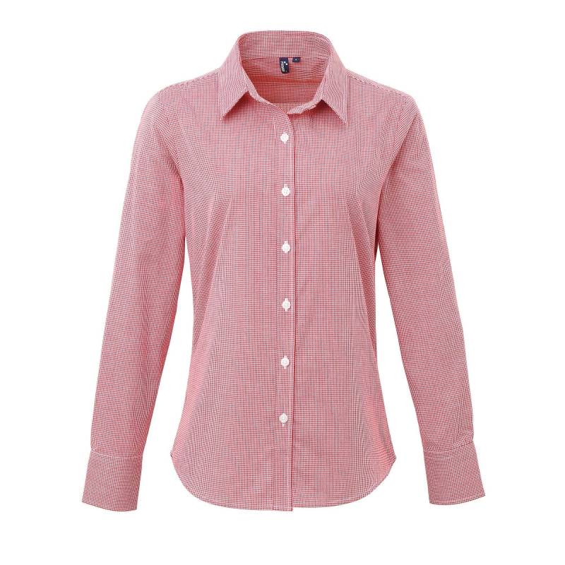 PREMIER - Mikro Karo Langarm Bluse, für Damen, Rot Bunt, Größe 3XL von PREMIER