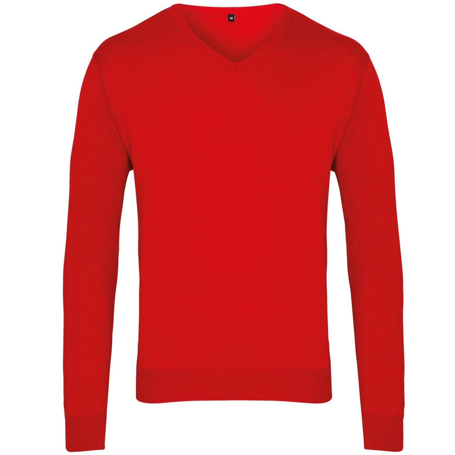 Strickpullover Mit Vausschnitt Herren Rot Bunt 3XL von PREMIER