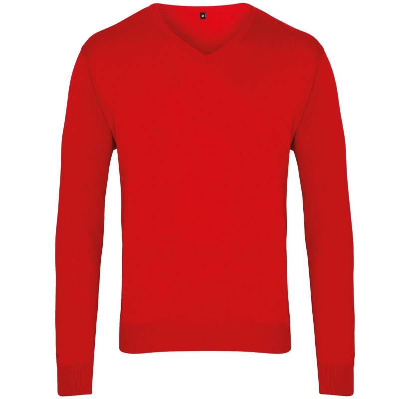 Strickpullover Mit Vausschnitt Herren Rot Bunt 3XL von PREMIER