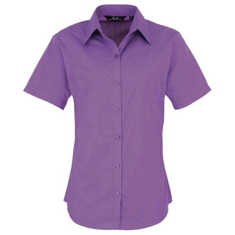 PREMIER - Kurzarm Popeline Bluse Arbeitshemd, für Damen, Violett, Größe 44 von PREMIER