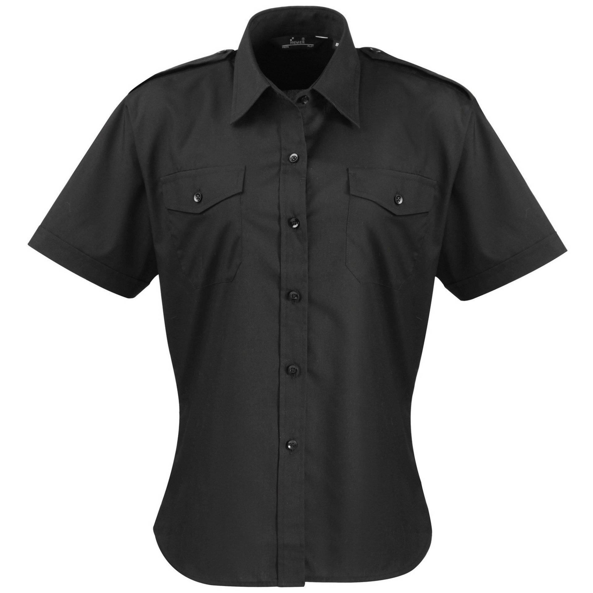 Pilot Bluse Kurzarm Damen Schwarz 44 von PREMIER