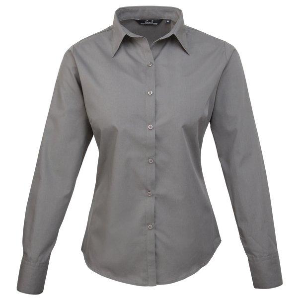 Popeline Bluse Arbeitshemd Damen Grau 46 von PREMIER