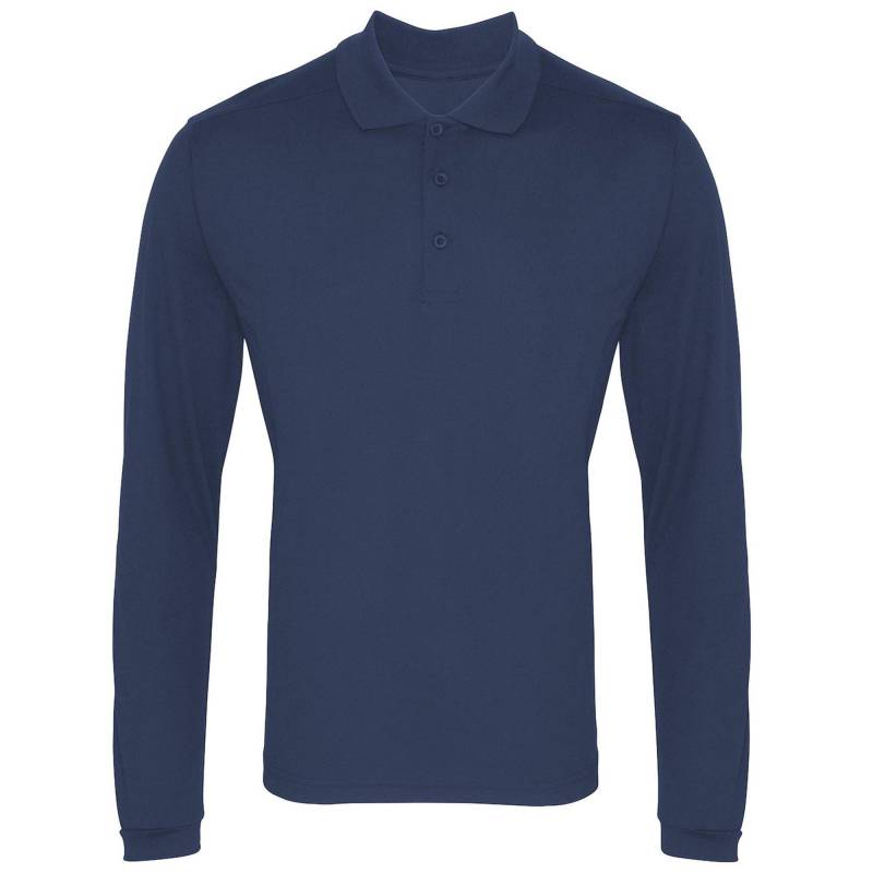 PREMIER - Coolchecker Pique PoloHemd, langärmlig, für Herren, Marine, Größe 4XL von PREMIER