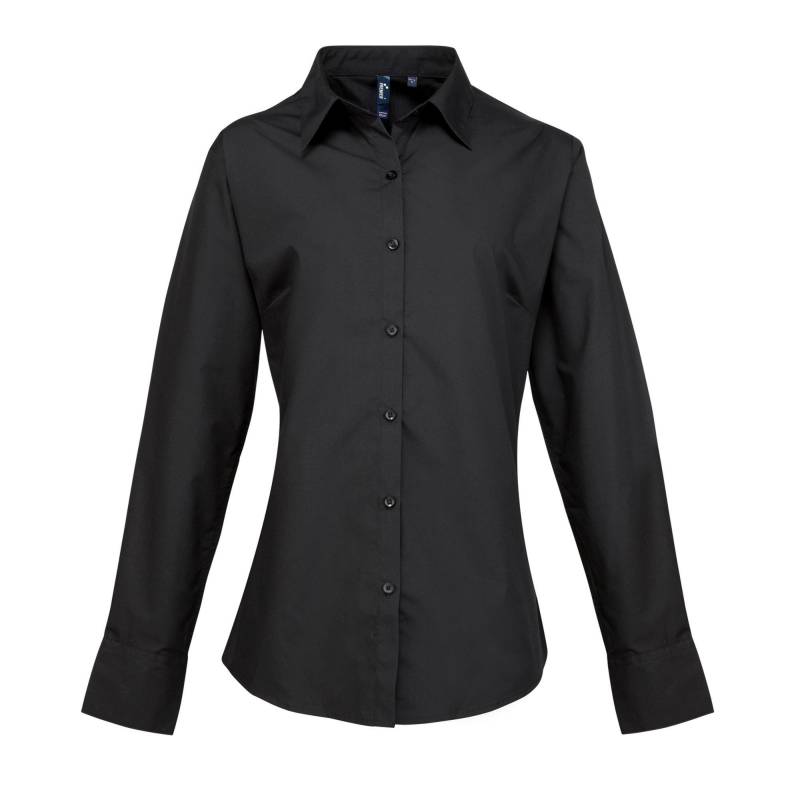 Popelinebluse Bluse Arbeitshemd, Langärmlig Damen Schwarz 52 von PREMIER