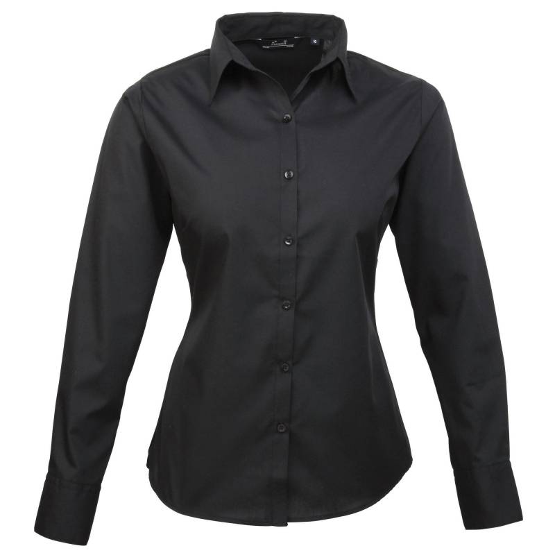 Popeline Bluse Arbeitshemd, Langärmlig Damen Schwarz 54 von PREMIER