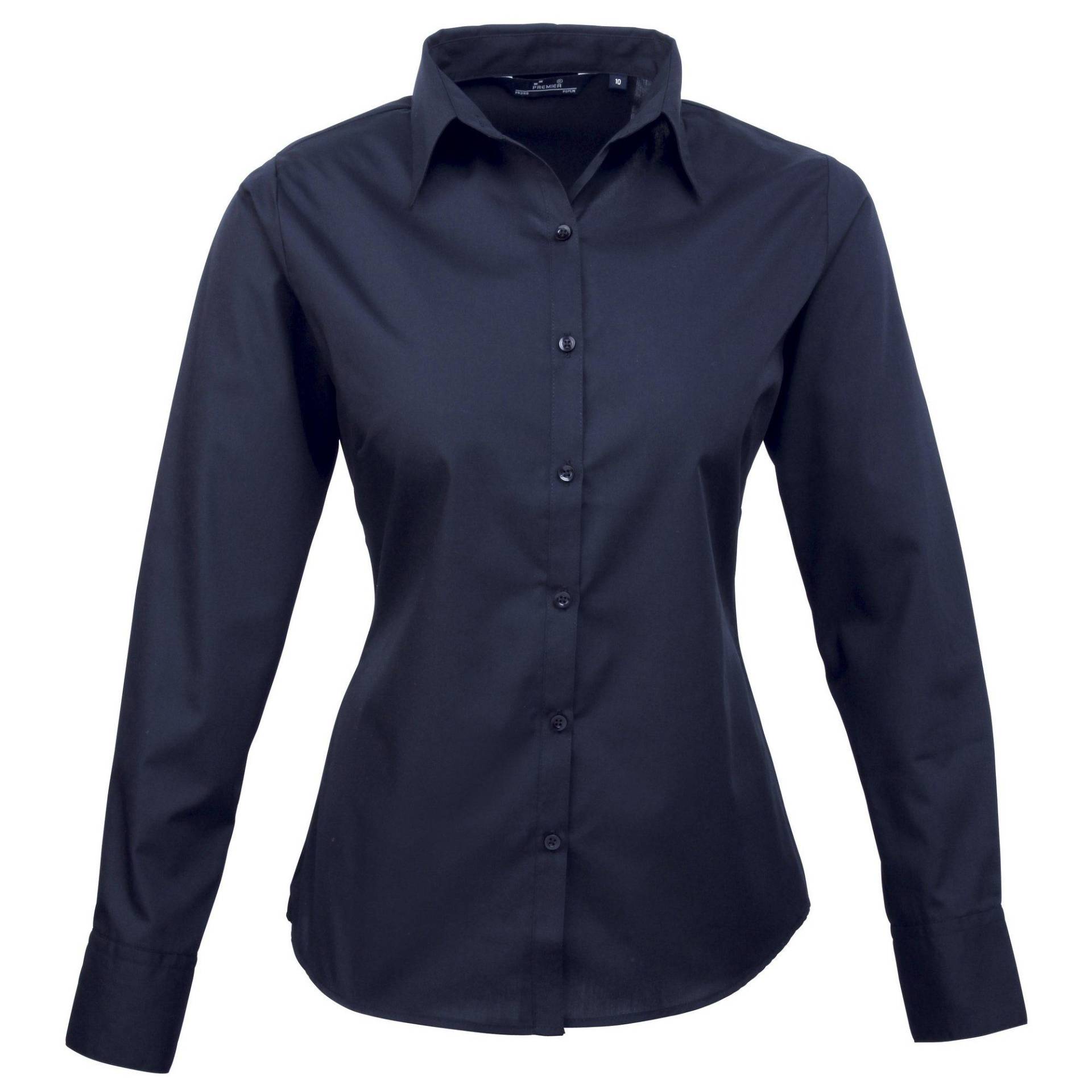 Popeline Bluse Arbeitshemd, Langärmlig Damen Marine 54 von PREMIER