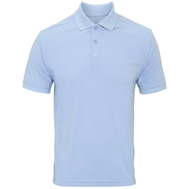 Coolchecker Pique Kurzarm Polo Tshirt Herren Hellblau L von PREMIER