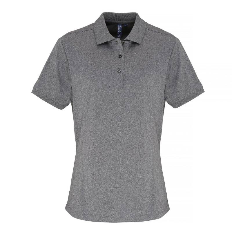 PREMIER - Coolchecker Piqué PoloShirt Polohemd, Kurzarm, für Damen, Grau, Größe L von PREMIER