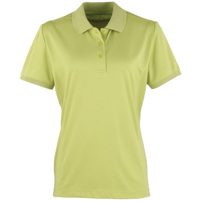 PREMIER - Coolchecker Piqué PoloShirt Polohemd, Kurzarm, für Damen, Limone, Größe L von PREMIER