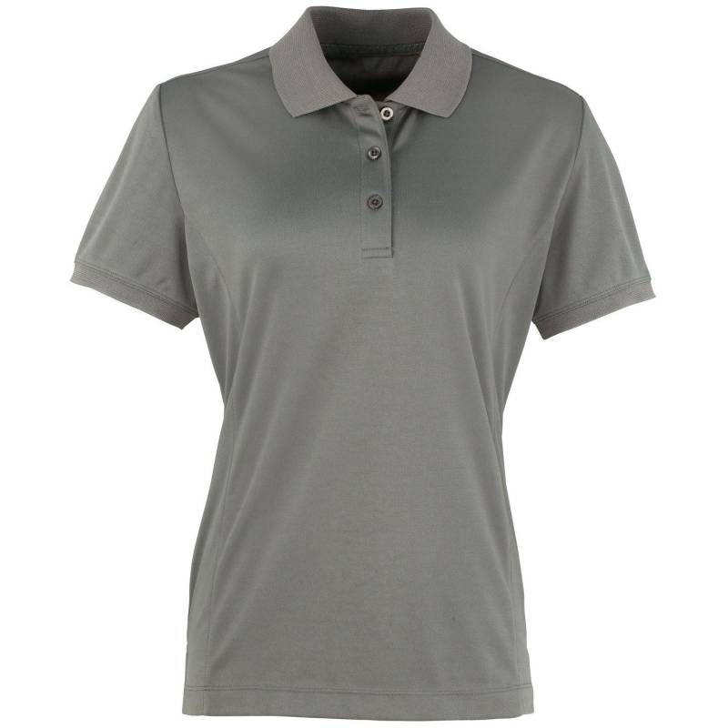 PREMIER - Coolchecker Piqué PoloShirt Polohemd, Kurzarm, für Damen, Grau, Größe M von PREMIER