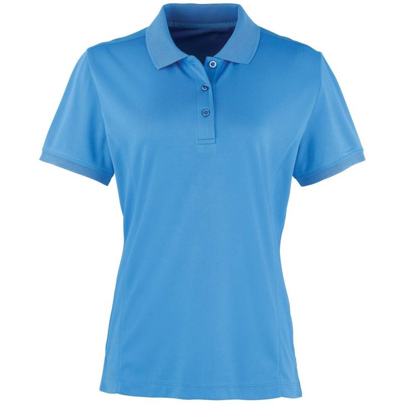 PREMIER - Coolchecker Piqué PoloShirt Polohemd, Kurzarm, für Damen, Saphirblau, Größe M von PREMIER