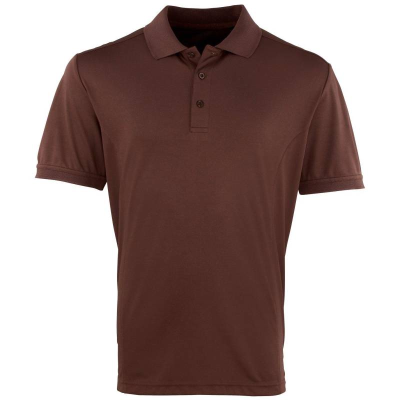 Coolchecker Pique Kurzarm Polo Tshirt Herren Braun M von PREMIER