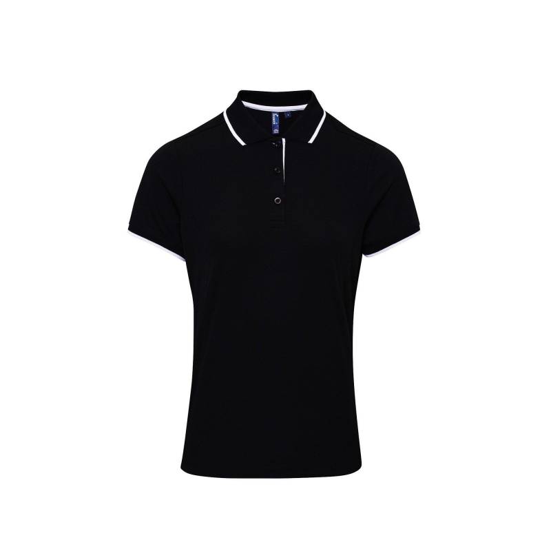 Kontrast Coolkaro Polo Shirt Damen Schwarz XL von PREMIER