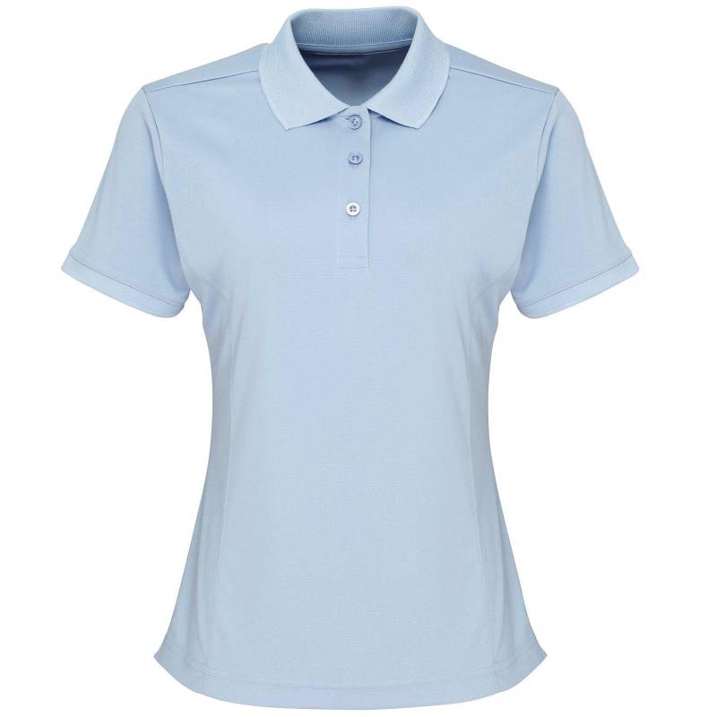 PREMIER - Coolchecker Piqué PoloShirt Polohemd, Kurzarm, für Damen, Hellblau, Größe XS von PREMIER