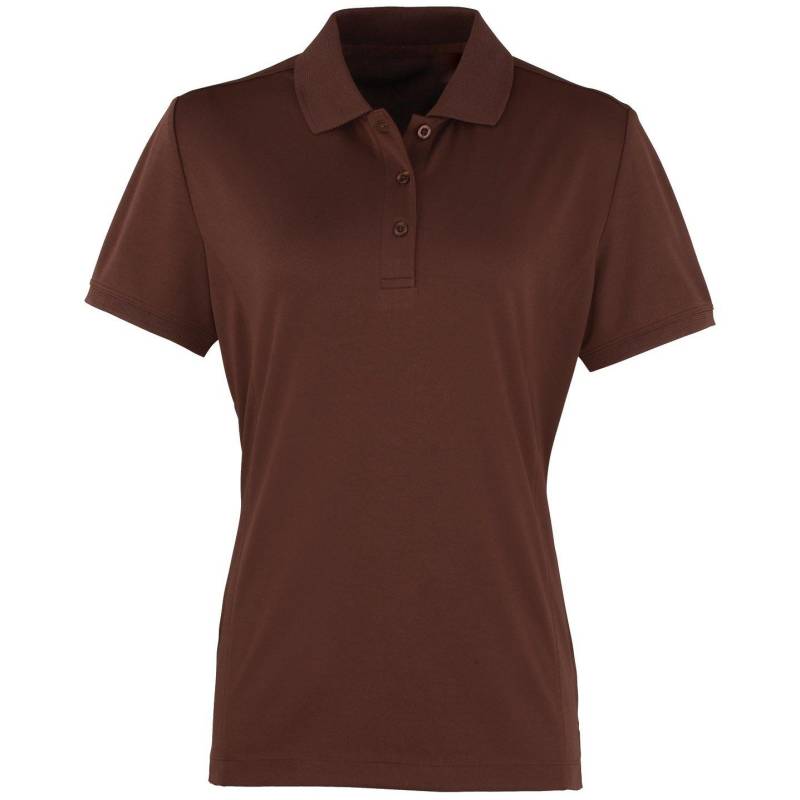 PREMIER - Coolchecker Piqué PoloShirt Polohemd, Kurzarm, für Damen, Braun, Größe XS von PREMIER